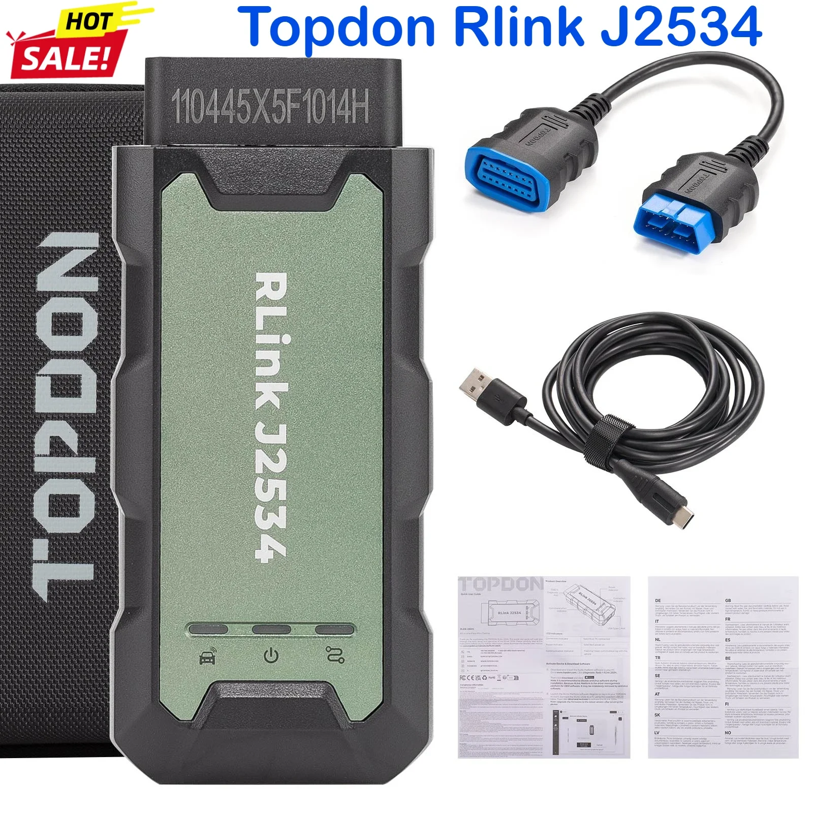 Supports J2534 D-PDU CAN-FD DoIP Topdon Rlink J2534 Pass-Thru VCI OEM Reprogramming Diagnostic Tool Compatible with 13+ Vehicles