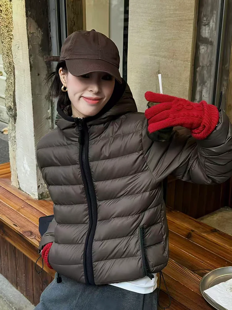 

Женская легкая куртка Bebbe Home из гусиного пуха, новая коллекция Зима 2025, повседневная, с капюшоном, на молнии, теплая