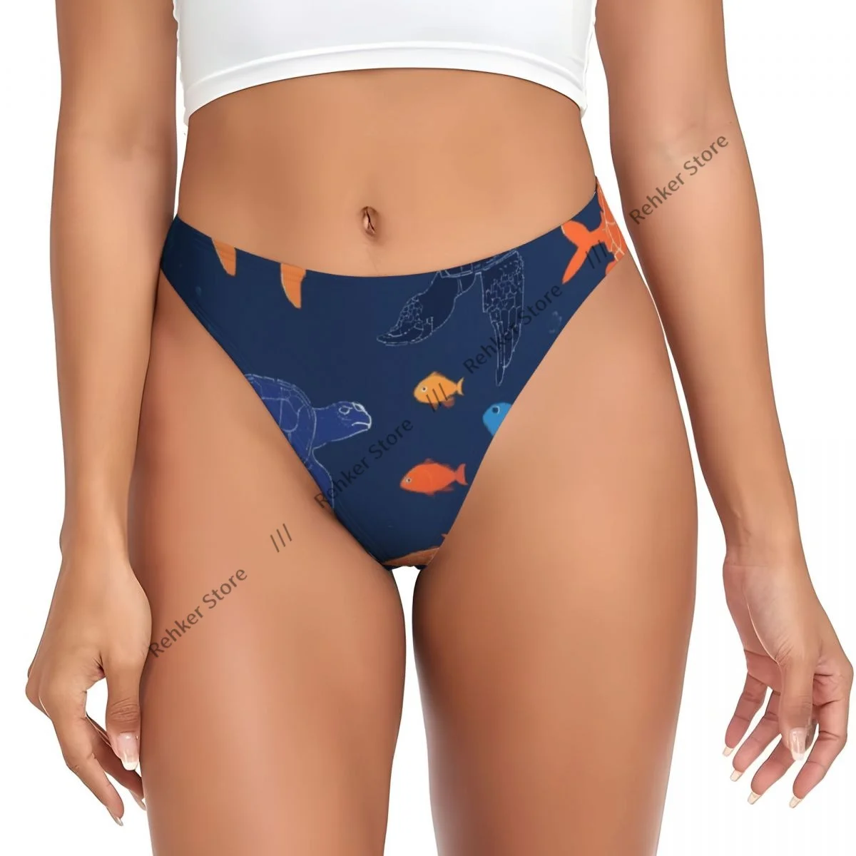 Sexy Panties Colorful Tropical Fish And Sea Turtle Thongs Underwear Women Lingerie Breathable G-string