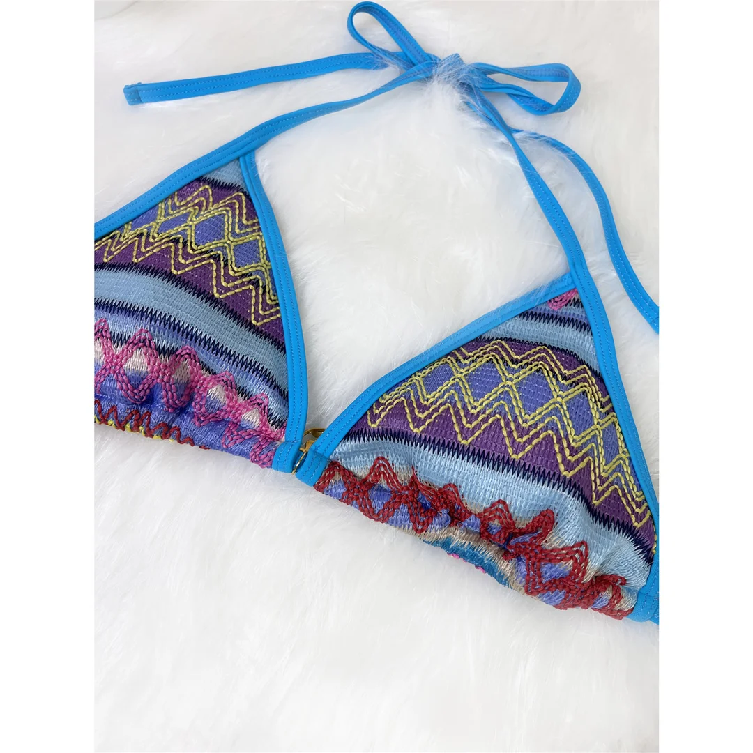 S - XL Bedruckter Neckholder-Bikini mit hohem Beinausschnitt, zweiteiliger Bikini-Set für Damen, Badeanzug, Badebekleidung, Badeanzug, Schwimmanzug V7307 – Detail 12