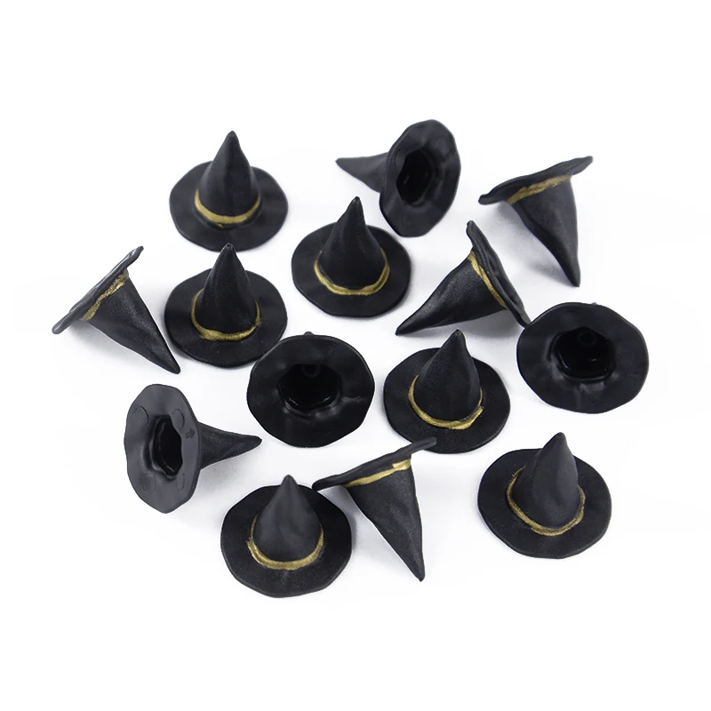 10Pcs Halloween Mini Witch Hats Cauldron Resin Miniature Ornament Scene Layout Halloween Party Home Decoration