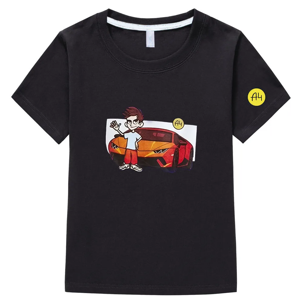 Kids A4 мерч T-Shirt Cartoon Merch A4 Children's Clothing Girls Baby Boy Clothes Short Sleeve 100%cotoon T Shirt Family Clothing