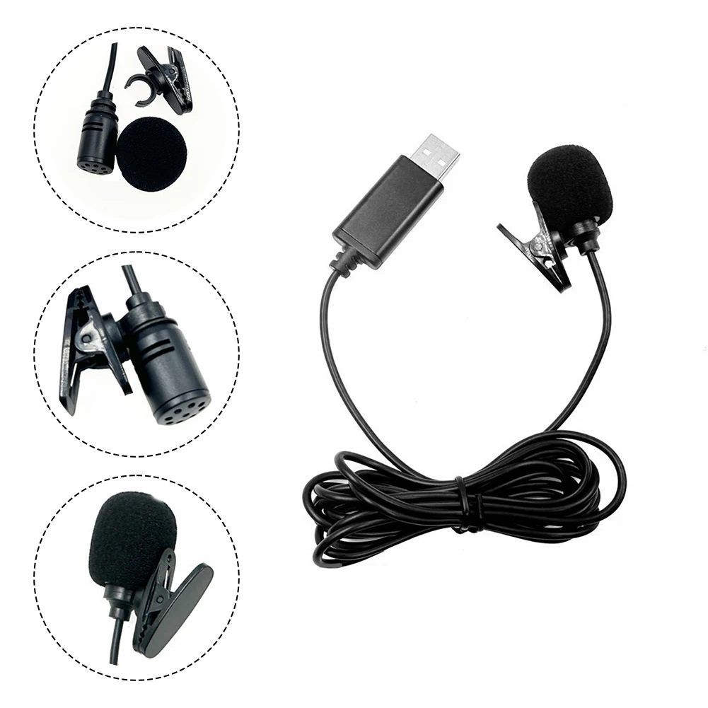 USB Lavalier Lapel Microphone For Car DVD Player Smartphones External Microphone Kit Versatile Compatibility Accessories Parts