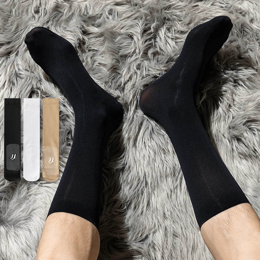 비즈니스 울트라씬 튜브 양말 통기성 튜브 양말 시스루 비즈니스 양말 남성용 시어 스타킹 화이트 시어 양말