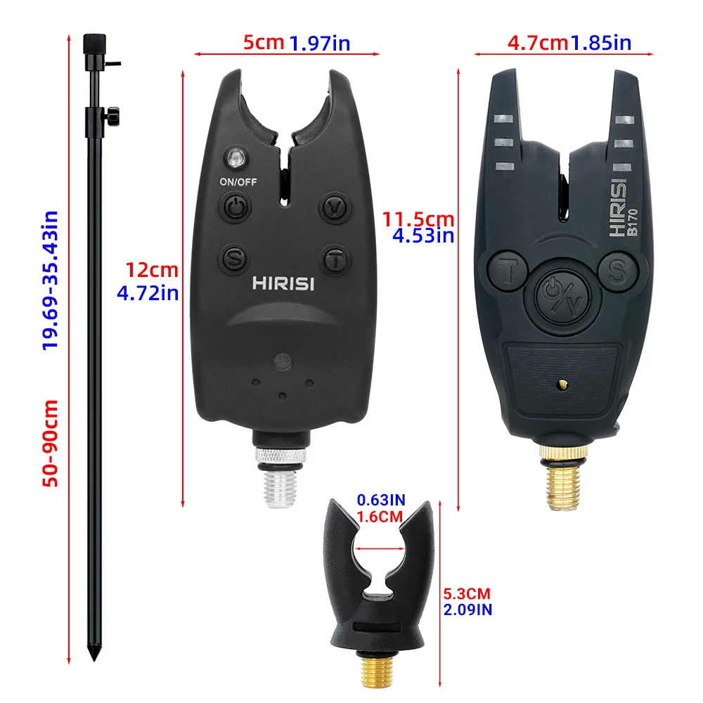 Hirisi Juego carpfishing con tubos portacañas, banksticks y alarma de picada - imagen 3