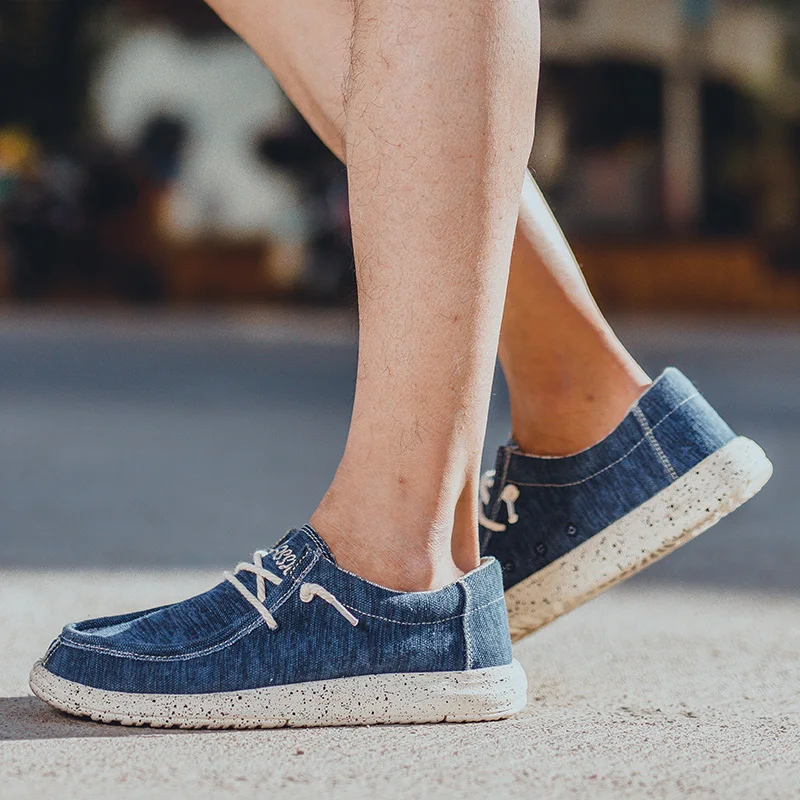 New Men's Casual Flat Shoes Summer Men's Canvas Shoes Comfortable Soft Men's Shoes Breathable Men Vulcanized Shoes Slip Shoes