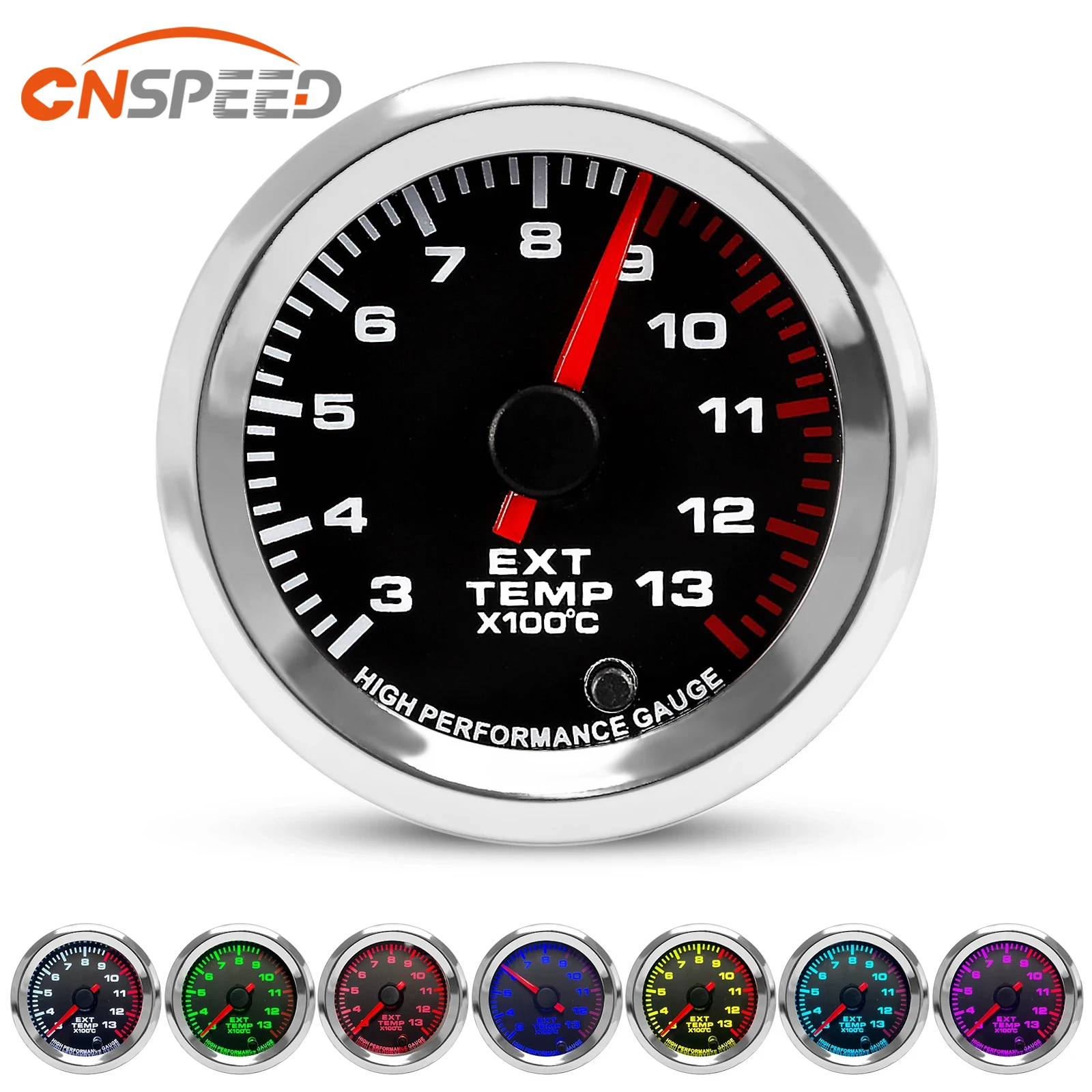 

CNSPEED 2'' 52mm 1/8 NPT Car Exhaust Gas Temp Gauge 300-1300 Celsius 7 Colors Pointer EGT Gauge Meter With Stepper Motor