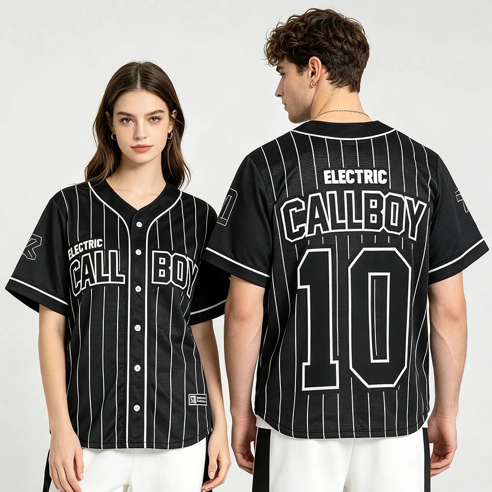 TANZNEID World Tour 2026 Classic Baseball Jersey Electric Callboy Singer Print T-shirt Button Up Fashion Loose Unisex Tshirts
