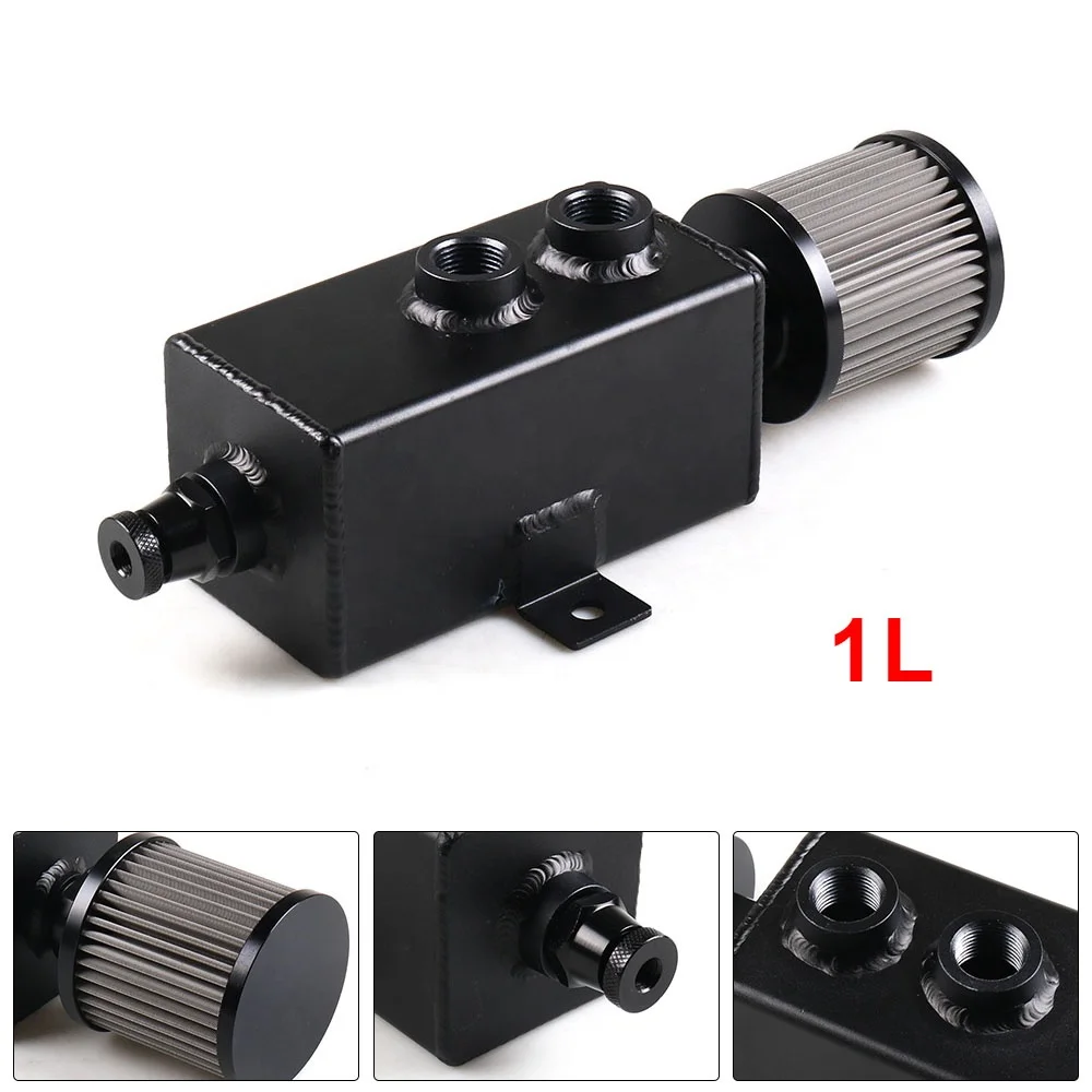 2026 Hot Selling Universal Car 2L Aluminum Oil Catch Can Tank Fuel Tank With Breather Filter Drain