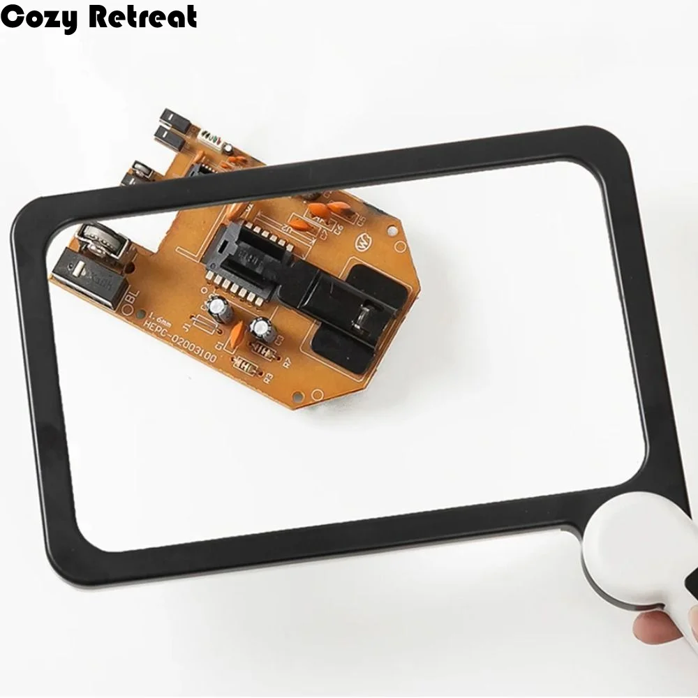 

48 светодиодов, 5-кратное квадратное увеличительное стекло с регулируемой подсветкой, складная ручка, ручная лупа с противоскользящим покрытием, гибкая