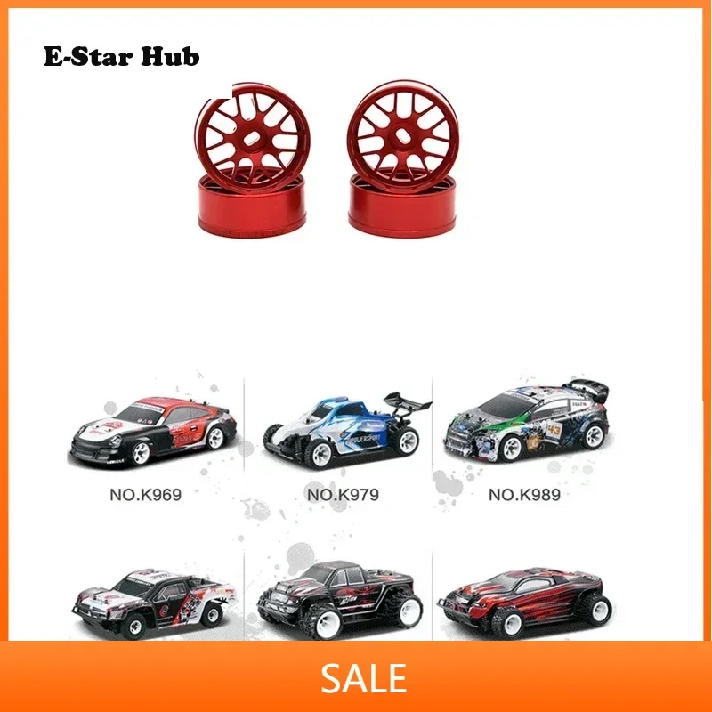 Wltoys 284131 K969 K989 K999 P929 Mini-Z Mini-Q Mini-D 1/28 RC카 업그레이드 부품용 금속 휠 림 휠 허브 4개