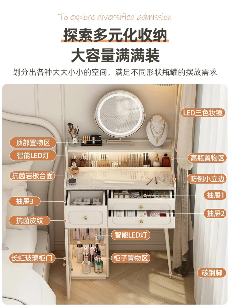 Cream wind French makeup table dresser rock slab small apartment bedroom 80cm small size small 60 storage cabinet