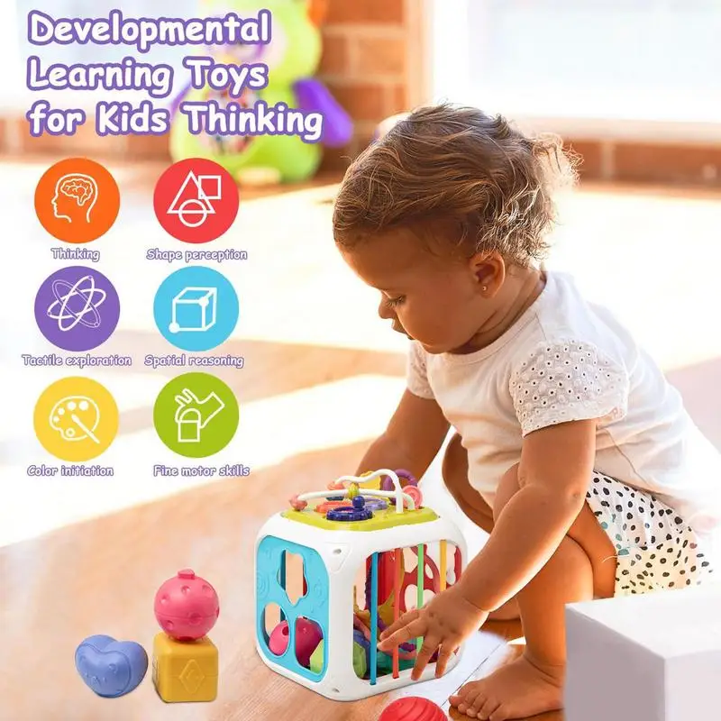 Cube d'activité coloré pour enfants, jouet de développement mentaires oriel, apprentissage Montessori, forme de nuit, tri, 7 en 1