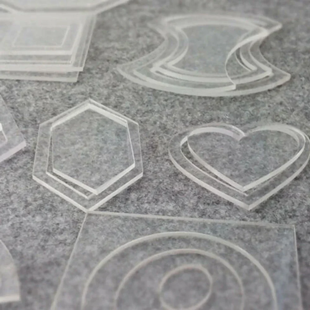 Set di modelli patchwork in acrilico da 54 strumenti, artigianato trasparente, design fai da te, regalo, trapunta patchwork, righello riutilizzabile per cucire