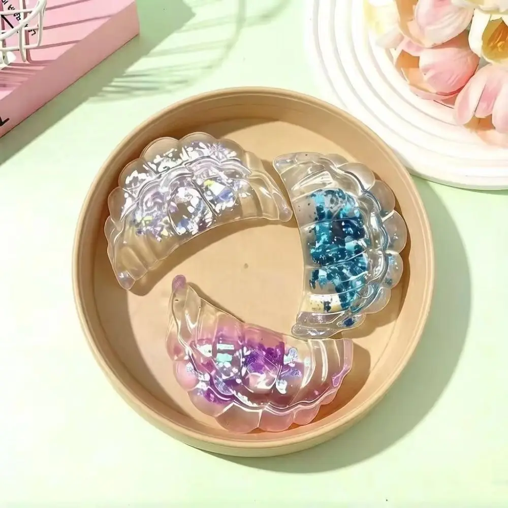 3pcs/set With Steamer Mini Dumplings Squishy Squeezable Cute Pinch Simulation Crystal Dumpling Crystal Fidget