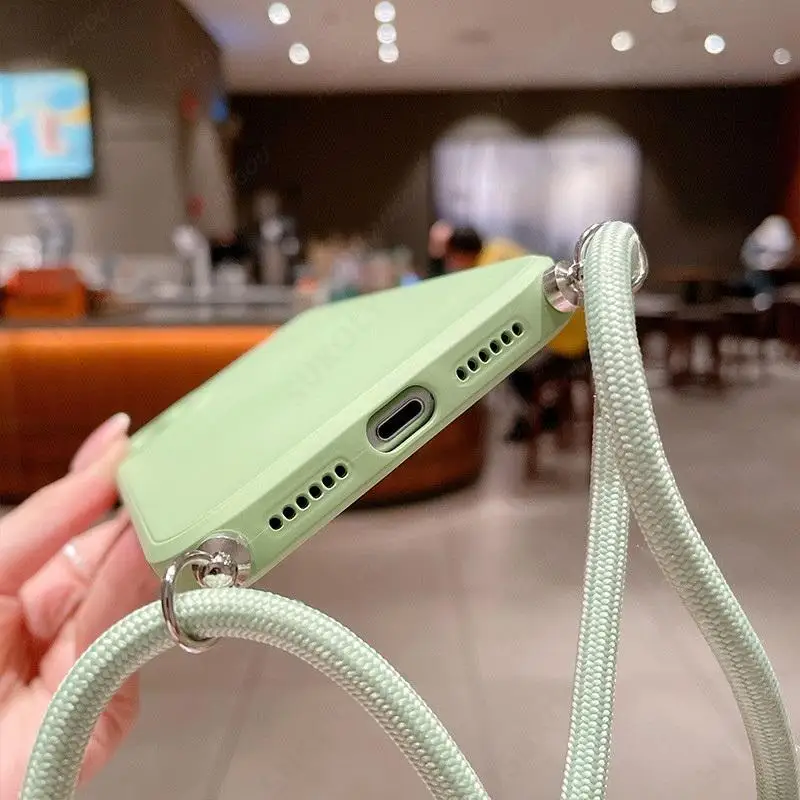 Crossbody Lanyard Phone Case For Samsung A55 A53 A54 A15 A35 A14 A34 A52 5G S22 S24 Ultra S21 S23 FE Liquid Silicone Strap Cover