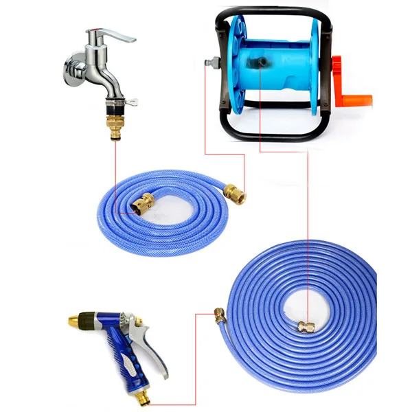 25M 정원용 호스 릴 카트 42*30cm PE 구리 알루미늄 휴대용 호스 보관 랙 가정 조경용