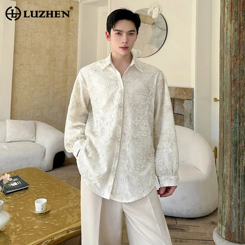 LUZHEN Shirts 2026 Sleeve New Long Embroidery Pattern Patchwork Men's Fashion Elegant Luxury Temperament Casual Clothes JY8503