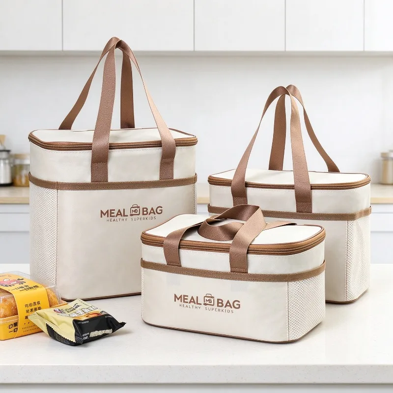 Insulated Lunch Bag Portable Handheld Food Tote Thick Aluminum Foil Waterproof Lunch Pouch for Office Workers and Students