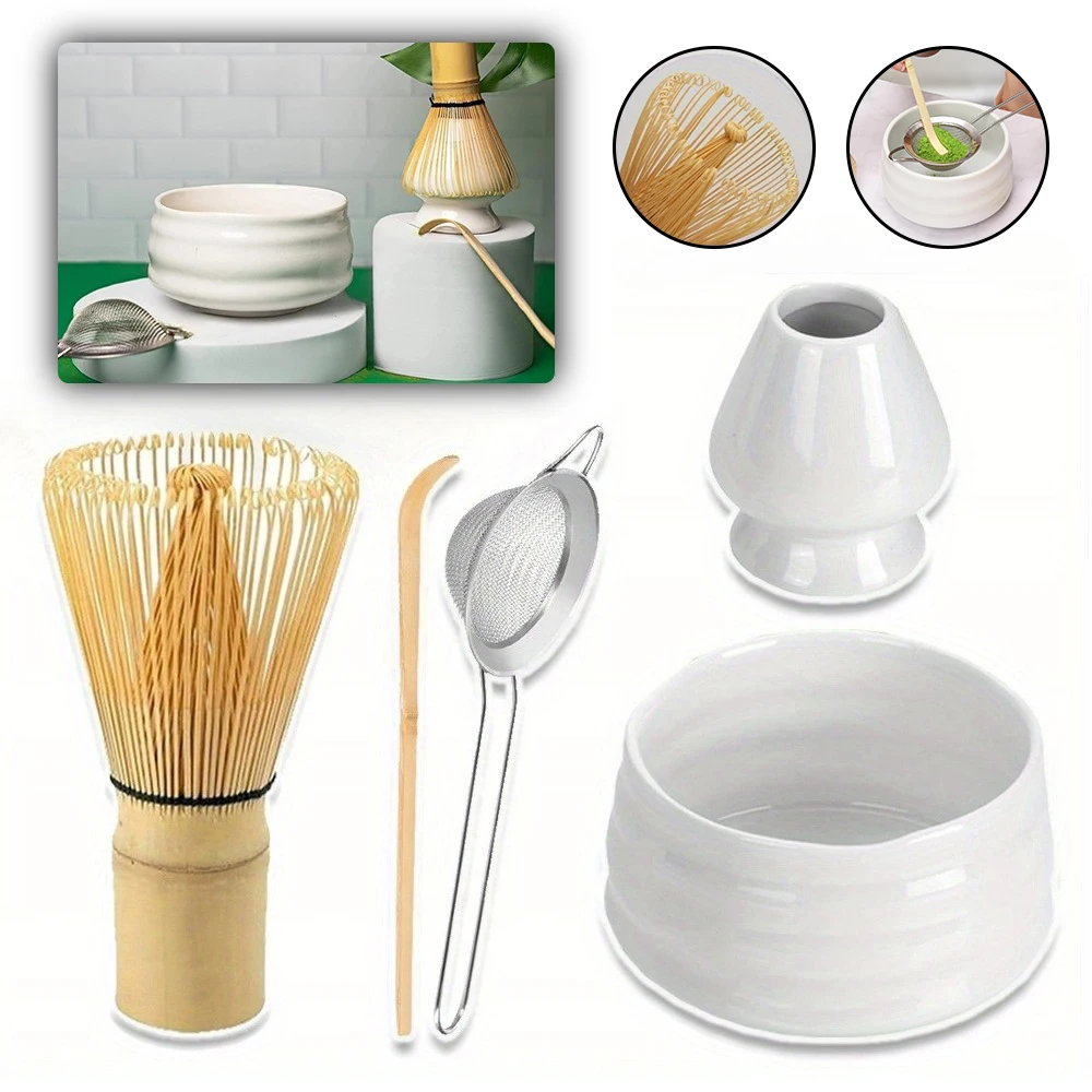 Set di fruste per matcha, kit completo da 5 pezzi, ideale per iniziare a preparare il matcha, set per il tè matcha per preparare usucha, koicha e latte al matcha, per la cerimonia del tè matcha.