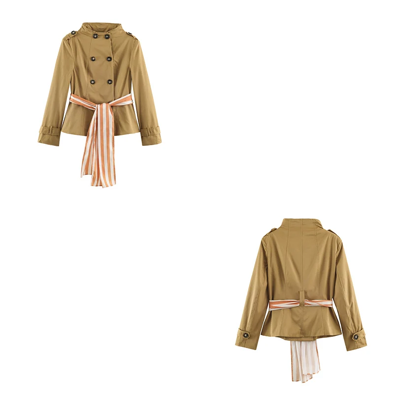 Guobioziy Women's Slim-Fit Scarf Trench Coat 2026 Spring-Autumn Euro-American Fashion Trend Parker Elite Casual Classic Street