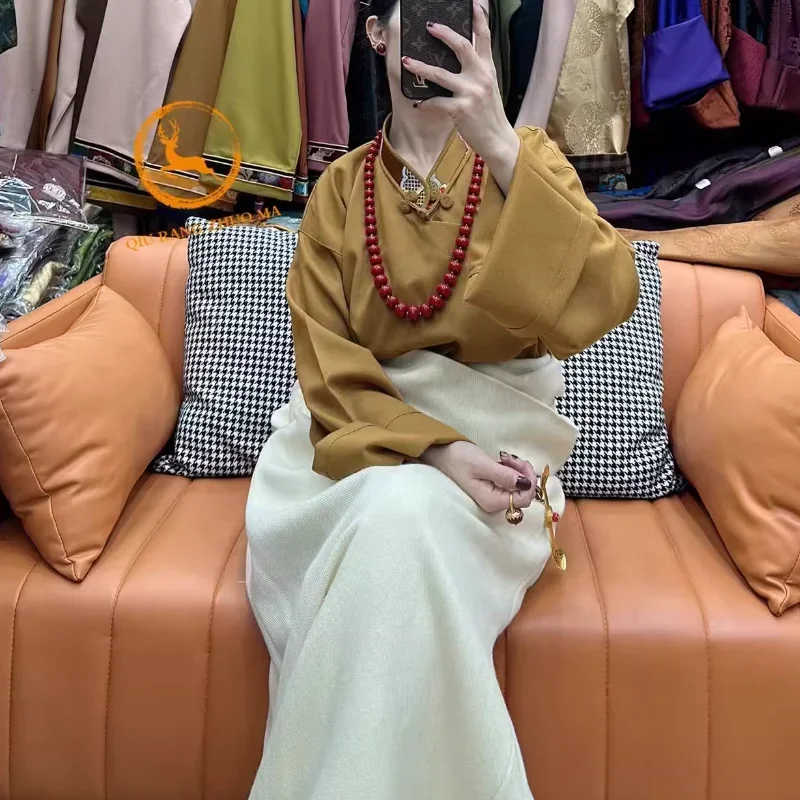 Chińska tybetańska koszula damska z dużym rękawem Xizang Performance Clothes