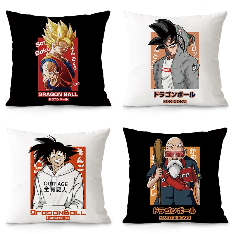 Pillowcase Anime Dragon Ball Sun Wukong Peach Skin Pillowcase Sofa Bedroom Office Cushion (Coreless) Children's Gift