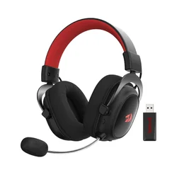 Redragon H510 PRO Zeus-X RGB Auriculares inalámbricos para juegos USB - Sonido envolvente 7,1 Controladores de audio de 53 mm Almohadillas para los oídos de espuma viscoelástica Auriculares