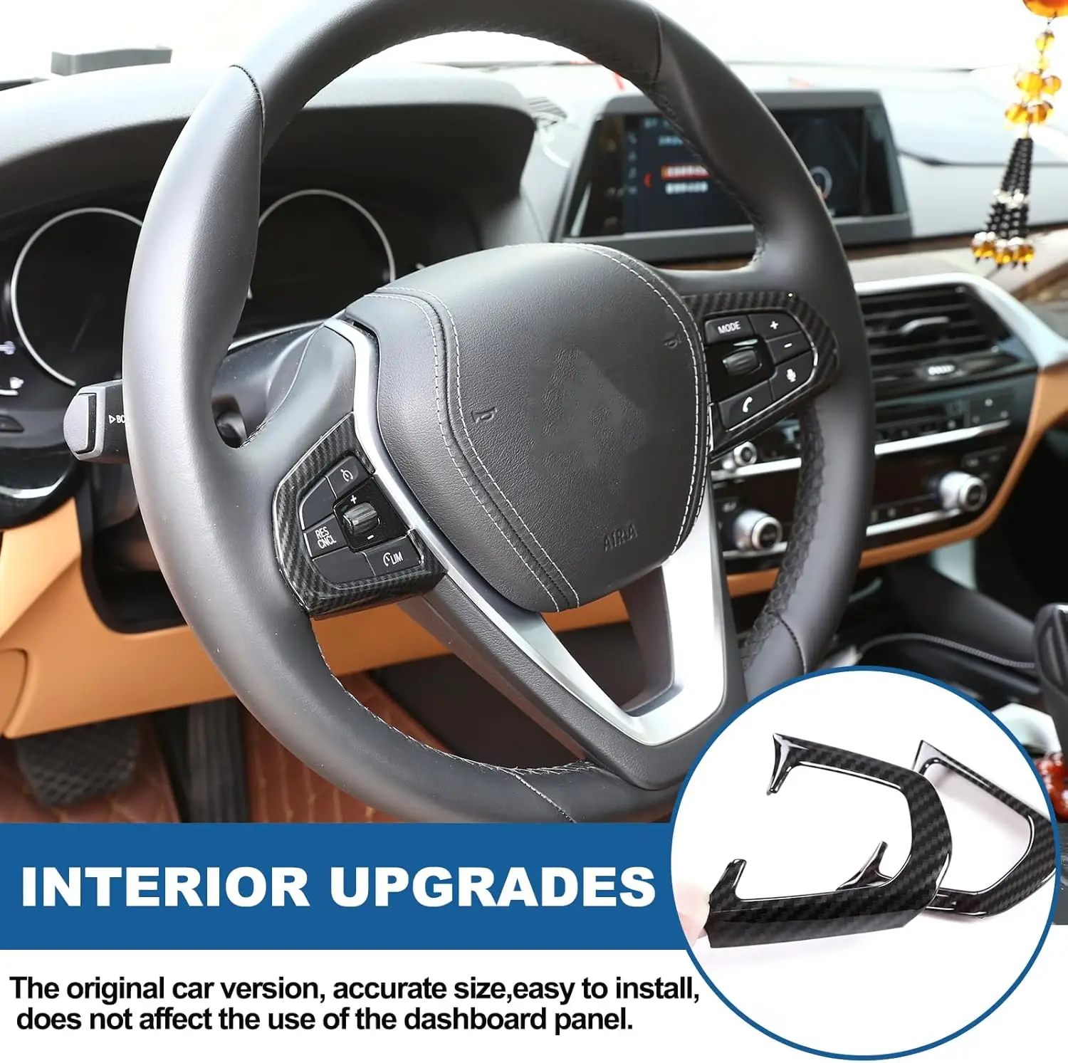 

ABS Carbon Fiber Styling Steering Wheel Buttons Decoration Frame Cover Trim For BMW 5 Series G30 2018-2022 Interior Accessories
