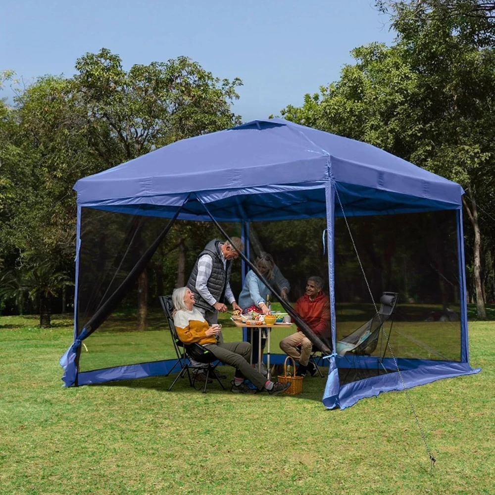 

10x10 Pop-Up Canopy Tent, Waterproof Portable Shade with Screen Walls, Adjustable Instant Outdoor Shelter, Customized