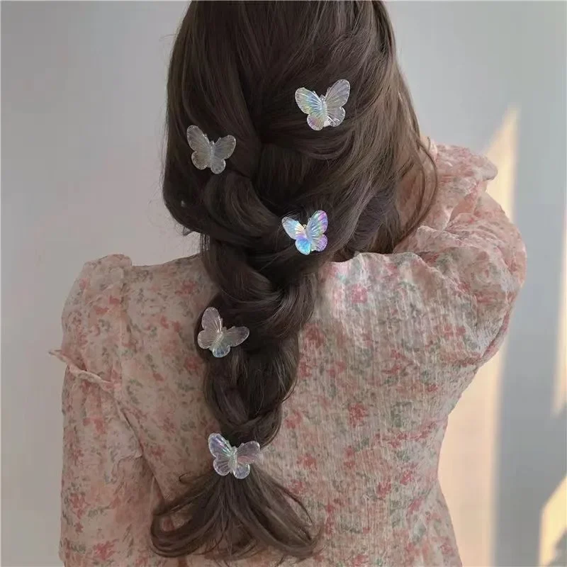 1-5Pcs Acrylic Mini Charms Laser Butterfly Hairpin Female High-end Bangs Clip Headdress Side Clip Hair Clip Jewelry Accessories