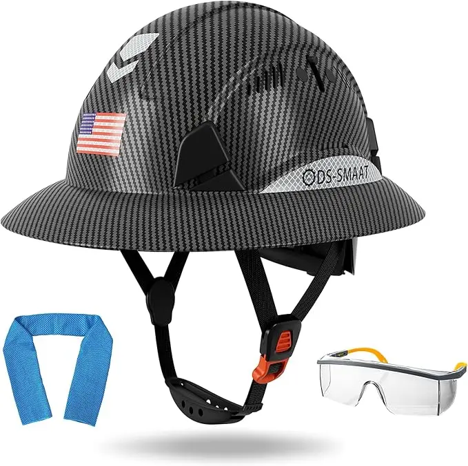 Full Brim Hard Hat HDPE Industrial Safety Helmets Lightweight HDPE Safety Helmet CE EN397 EN166 Standard
