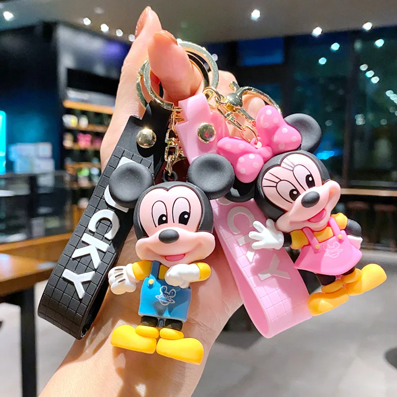 Anime Disney Cute Keychain Mickey Mouse Minnie Kawaii Keyring Key Chain Car Pendant Kids Toys Gifts