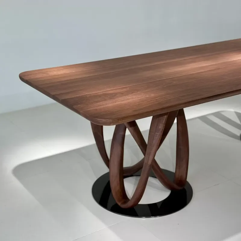 North American black walnut art table special-shaped bracket rounded corner large board Italian light living room