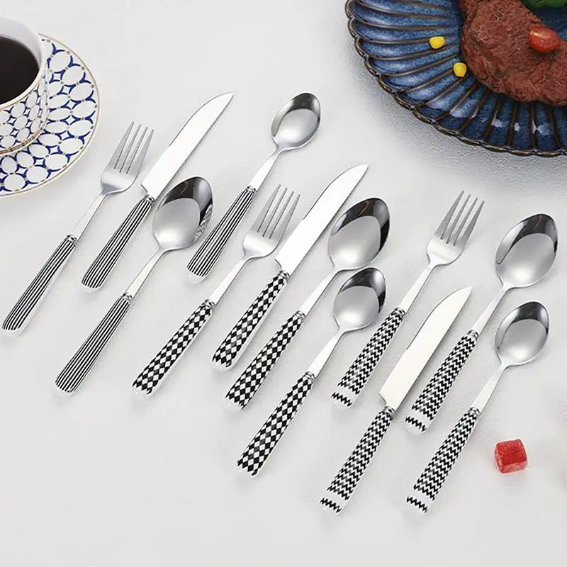 *2/4PCS Western Restaurant Stainless Steel Tableware Korean Wave Point Retro Ins Fork Butter Spoon Set Household Steak Tableware