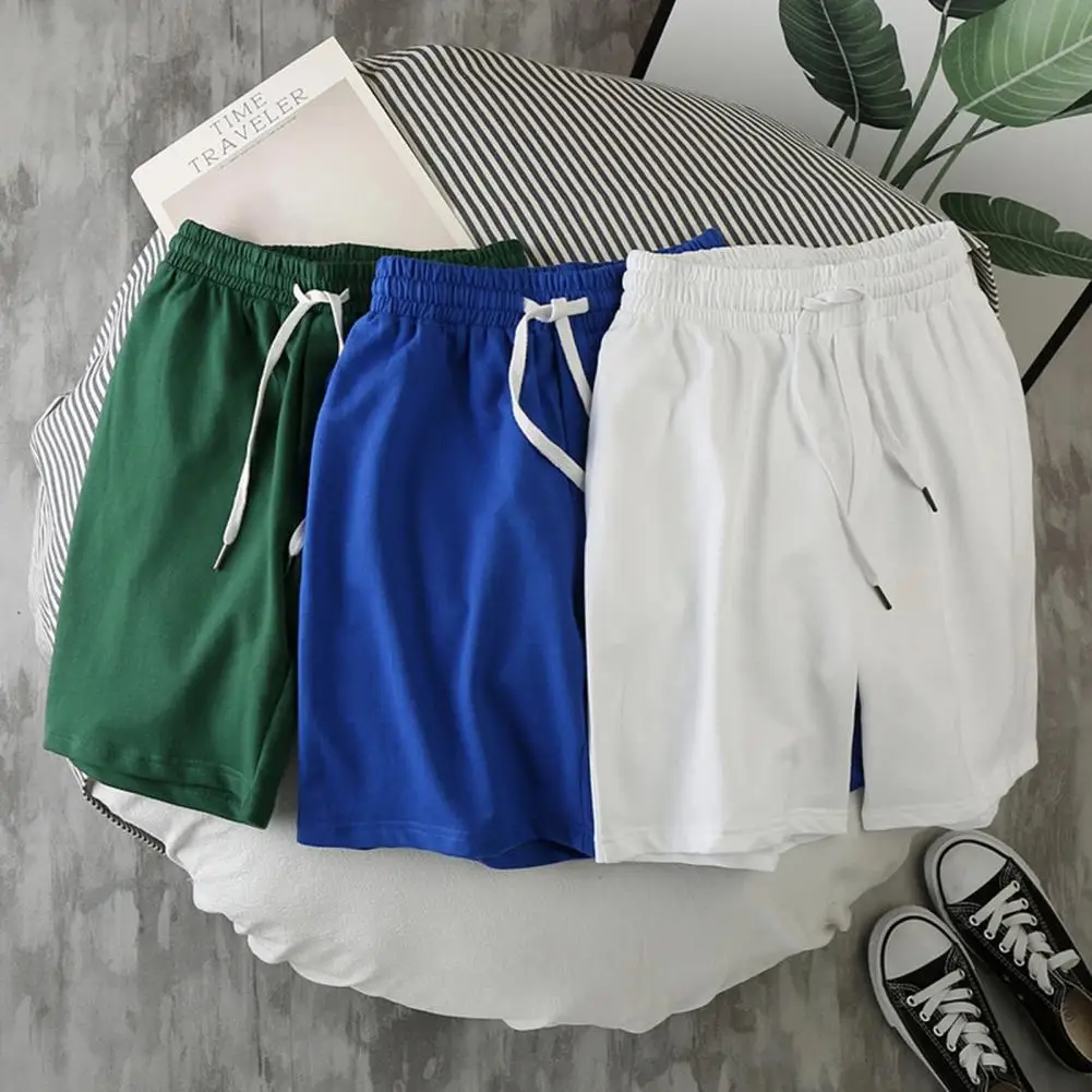 Eenvoudige Activewear Shorts Effen Kleur Trekkoord Zomer Stretchy Tailleband Effen Kleur Activewear Shorts