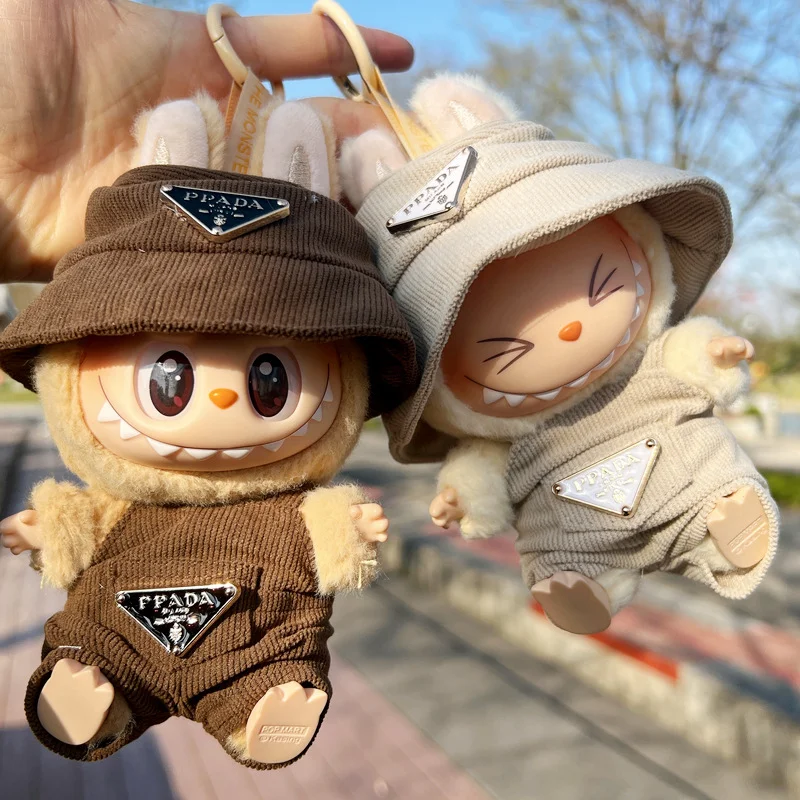 New corduroy For Labubu Doll Clothing Set Hat 17cm Clothes Shoes Doll DIY Accessories Training Sitting Party Games Toys Gifts image 2