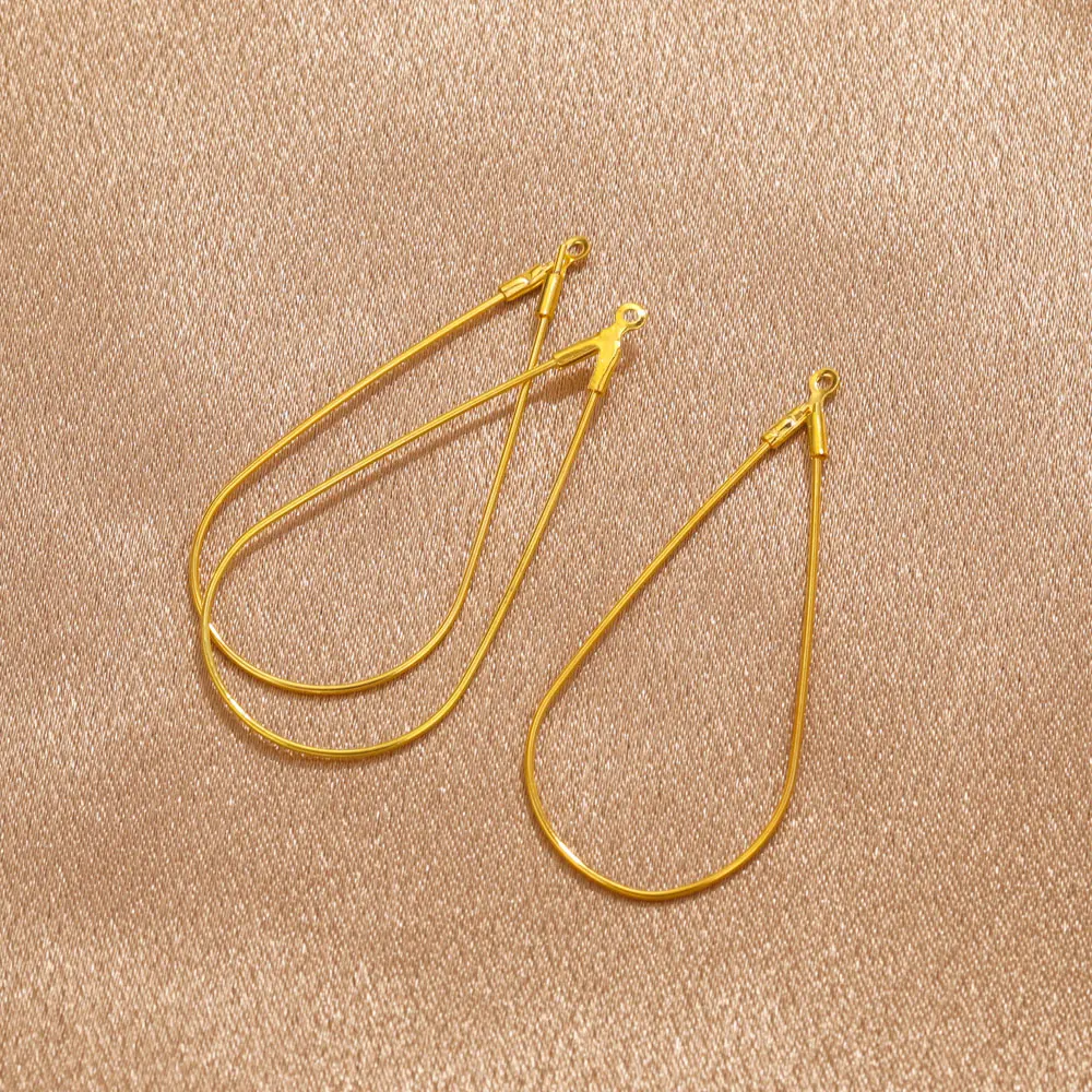 10pcs Stainless Steel Waterdrop Pendants For Ear Rings Teardrop Beading DIY Hoop Earring Makings Supplies Jewelry Findings Parts