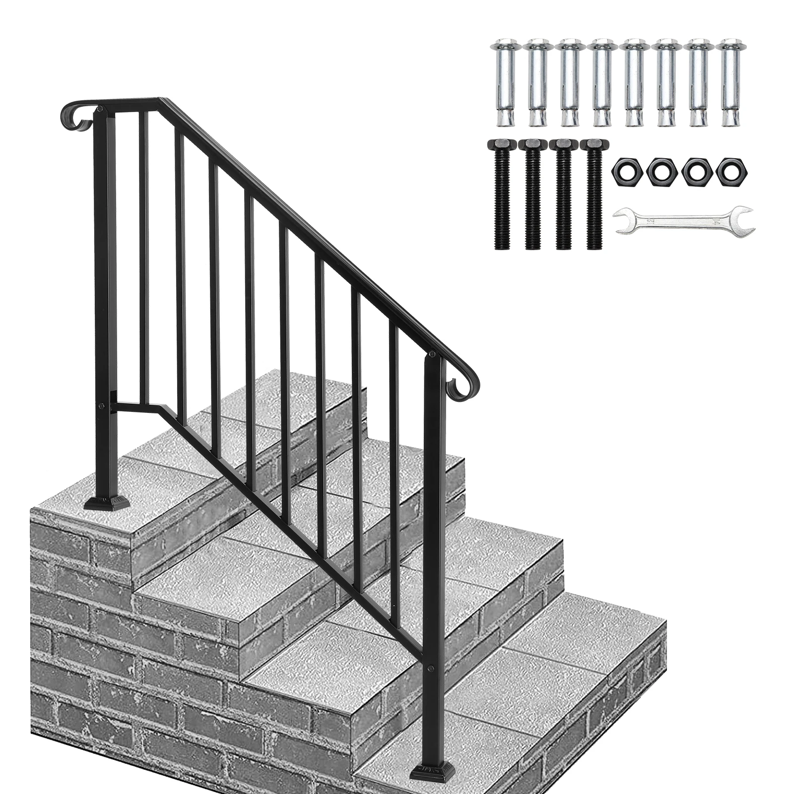 

Matte Black Outdoor 3 Level Iron Handrail