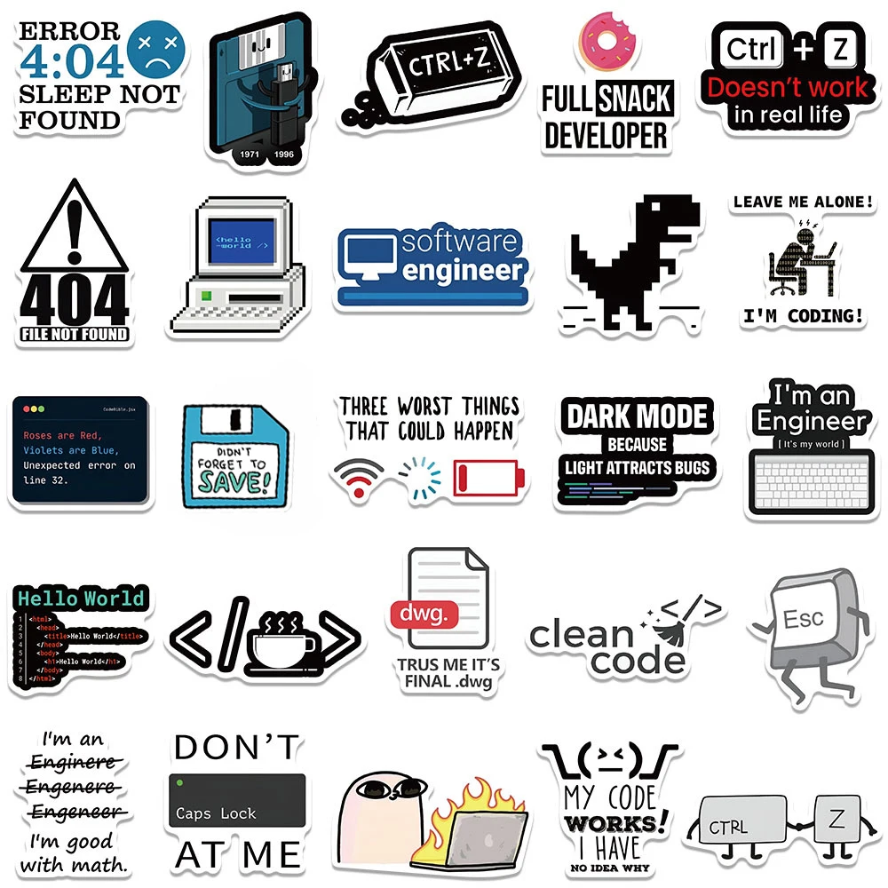 10/30/50pcs Programming Stickers Funny Java Cloud Language Internet Decals DIY Skateboard Luggage Phone Waterproof Sticker Packs