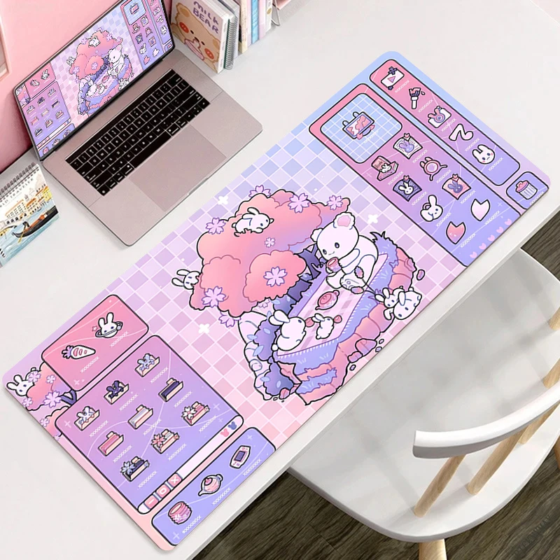 

Cartoon Sakura Cute Table Mat Cherry Blossom Large Mousepad Keyboard Accessories Non-slip Deskmat Kawaii Anime Pink Mouse Mats