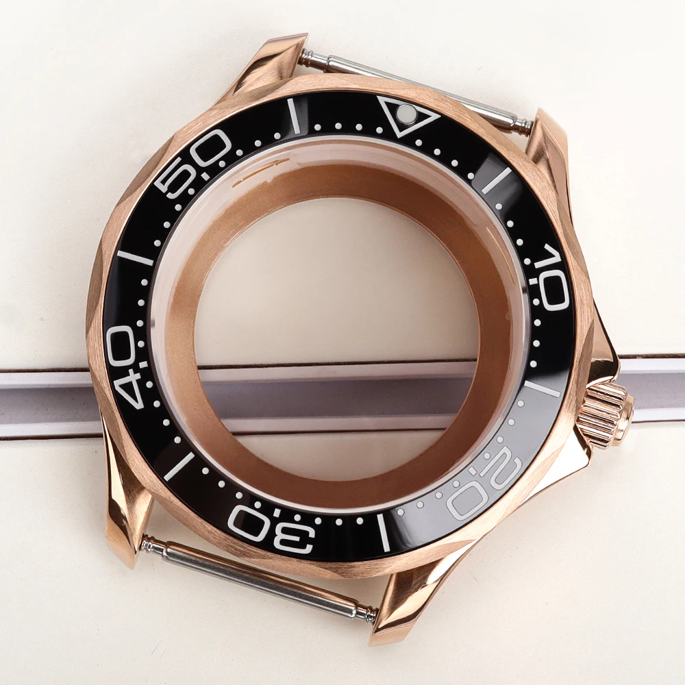 NH35 Gehäuse 41mm Roségold für Seamaster 300 316L Edelstahl Uhrengehäuse Passend für NH35 NH36 Uhrwerk 31mm Zifferblatt Uhrenbox 20mm Armband – Detail 10