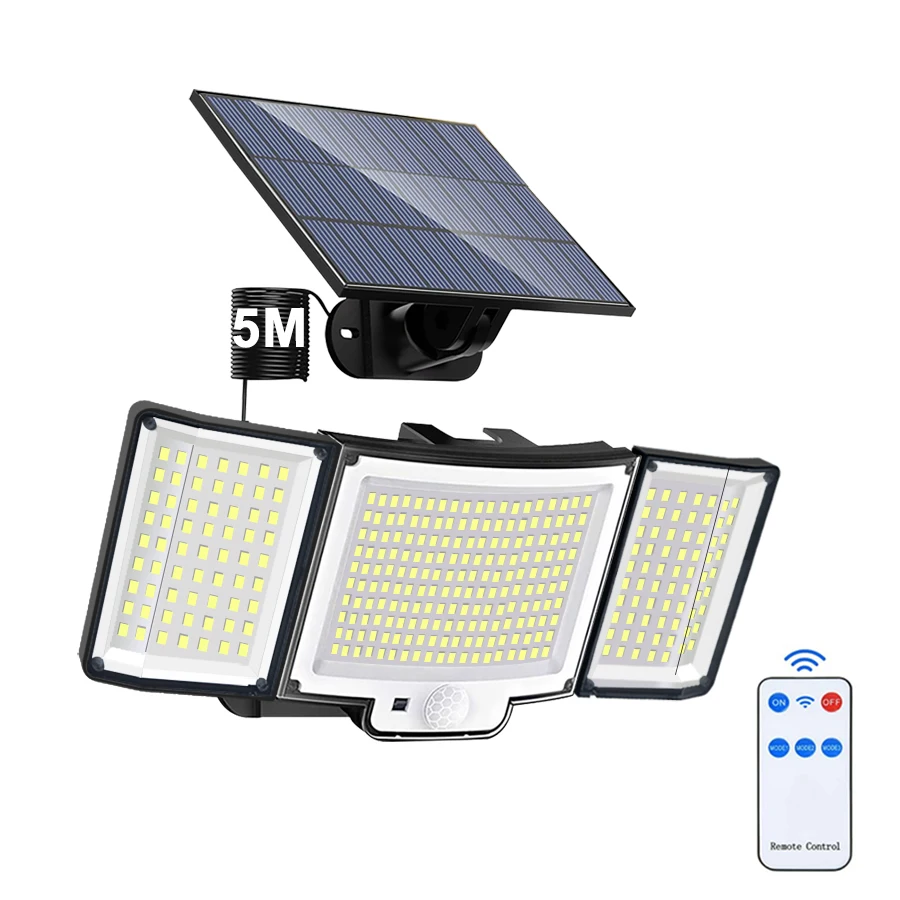 328LED Outdoor LED Solar Induction Light IP65 Waterproof Wall Lamp 2400MAH Battery Motion Sensor 3 Modes Garden Decoration