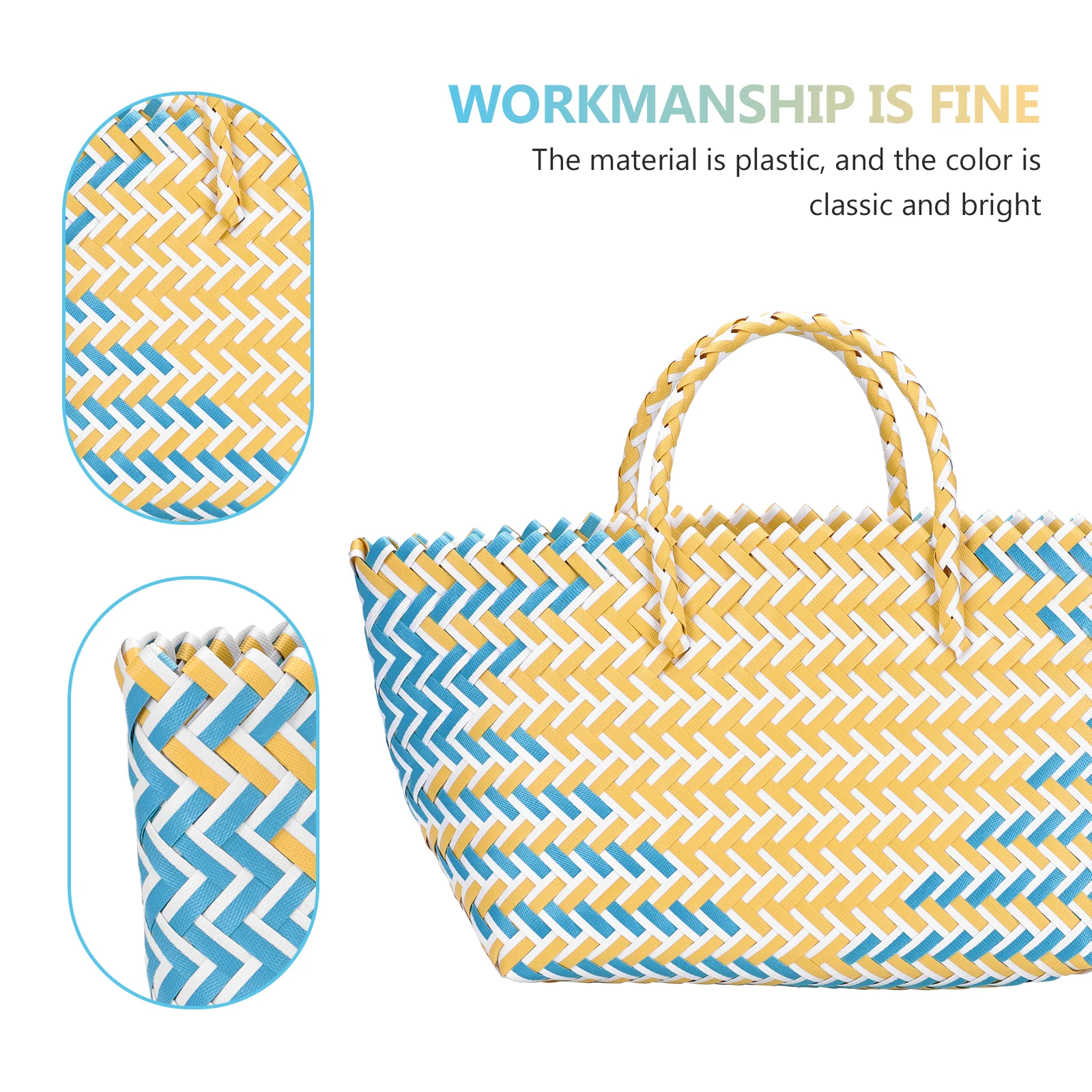 

H knitted Women Bag Striped Large Capacity Cylindrical Shoulder Casual H woven Straw Wicker Blue Child Wallet Storage Baskets