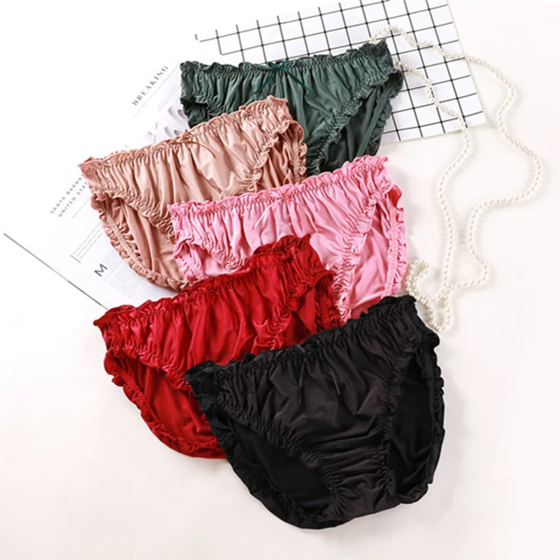 Large Size Mid Waist Panties For Women Ladies Breathable Underwear Briefs Elastic Comfortable Sexy Ruffles Underwear Lingerie