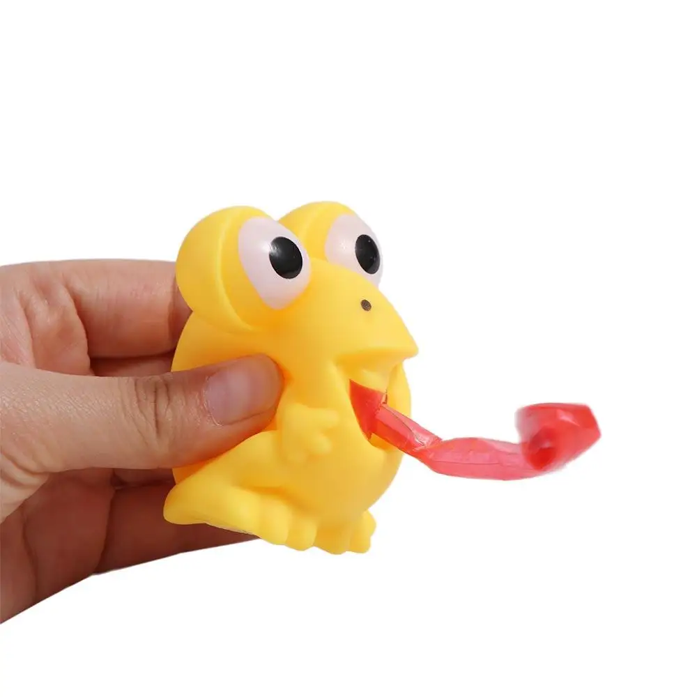 Frog Shape Dinosaur Sticking Tongue Squeeze Toy Rebound Ball Dinosaur Frog Tongue Sticking Out Animal Anti-stress