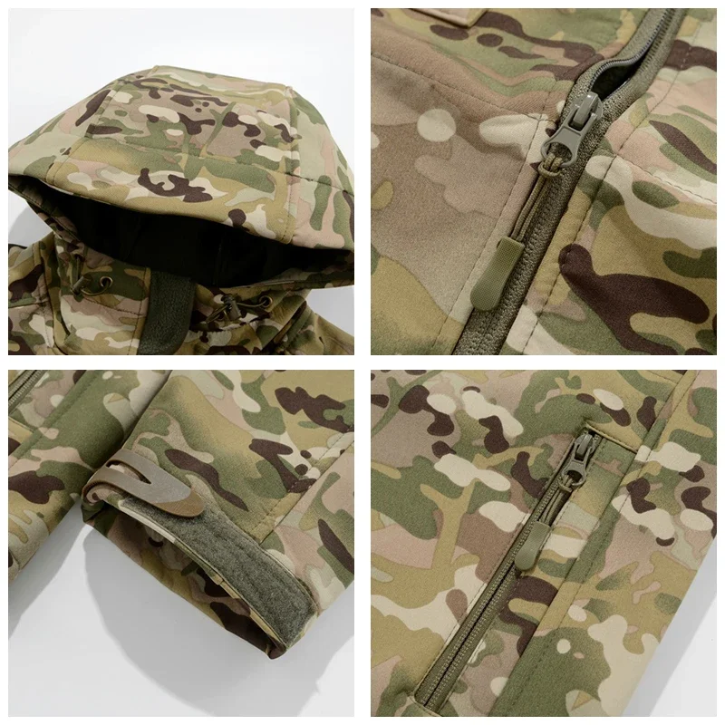 سترة سوفتشيل تكتيكية جديدة للرجال سترة ناعمة مموهة للاستخدام الخارجي مقاومة للرياح ومقاومة للماء سترة تكتيكية دافئة متعددة الجيوب