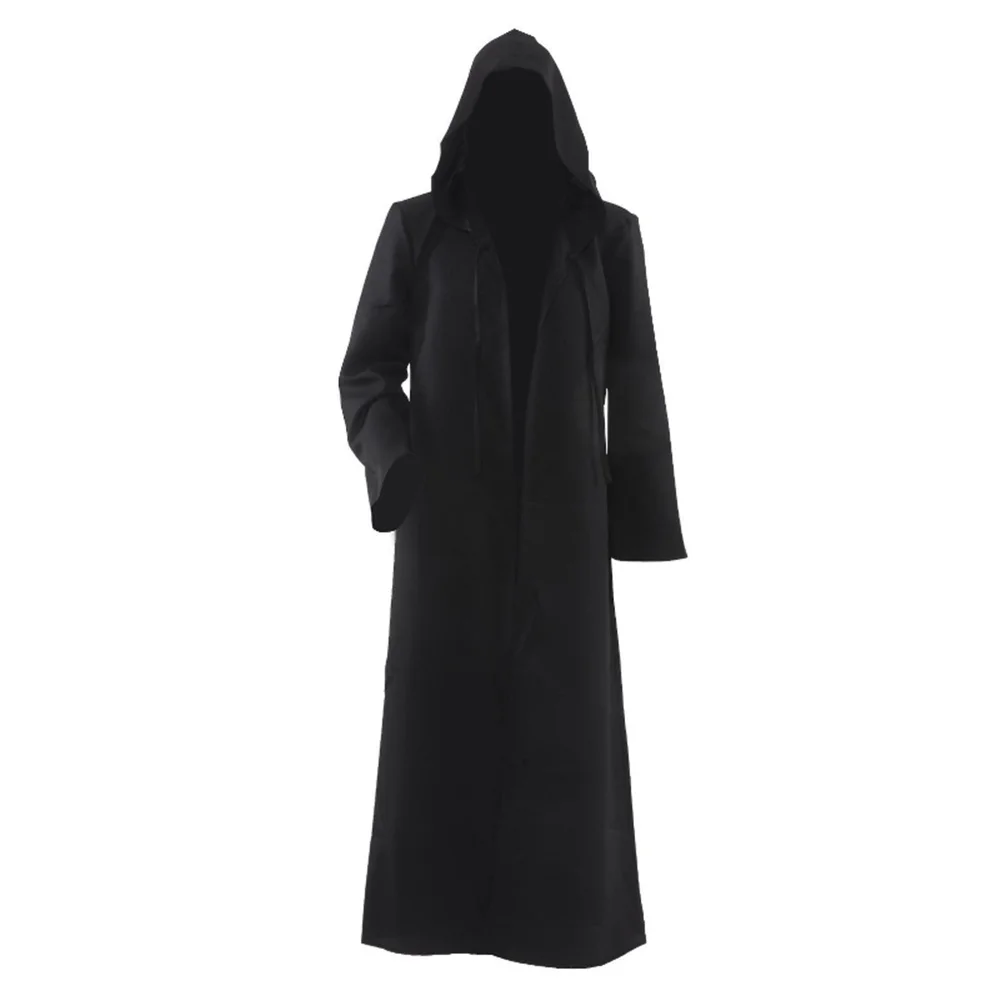 Men & Kids Tunic Hooded Black Robe Halloween Cloak Cosplay Costume Robe Wizard Cape Tunic Hooded Uniform