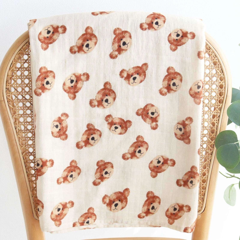 Bear Print Organic Baby Swaddle 1