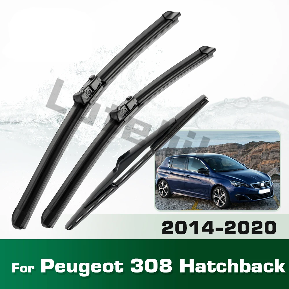 Scheibenwischer LHD Vorne und Hinten Wischerblätter Set Für Peugeot 308 T9 Schrägheck 2014 - 2020 Windschutzscheibe Windschutzscheibe Fenster 24 "+ 18" + 9"